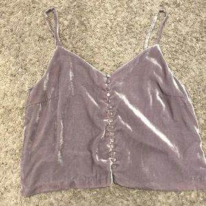 LIGHT LAVENDER VELVET BUTTON DOWN TANK TOP